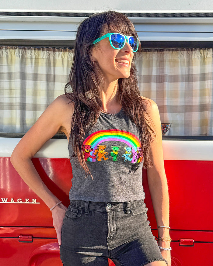 Grateful Dead Rainbow Bears Muscle Crop Tank