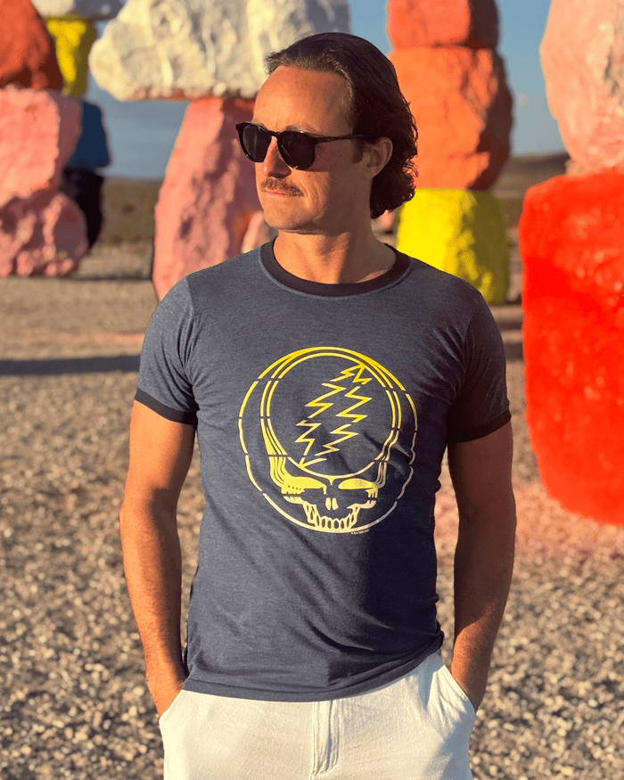 Grateful Dead Yellow Stripes Stealie Ringer T