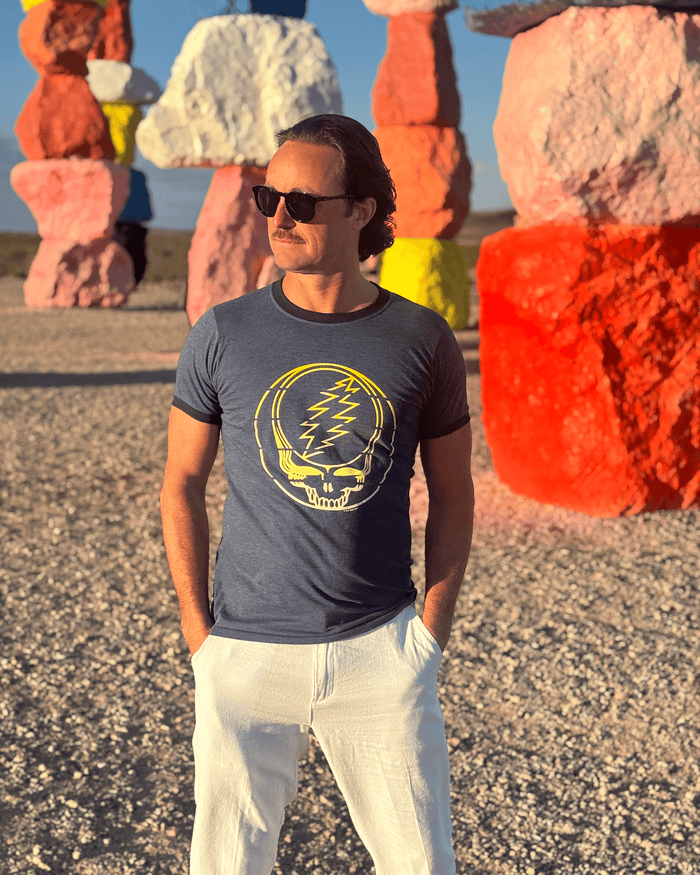 Grateful Dead Yellow Stripes Stealie Ringer T