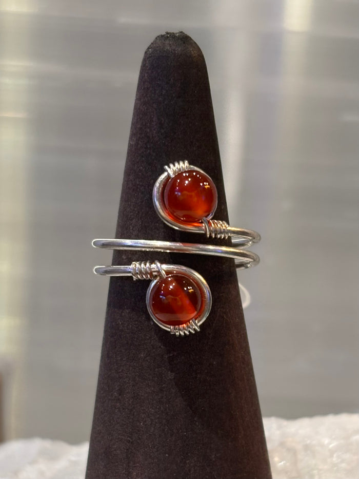 Handmade Wirewrap Carnelian Sterling Ring 8