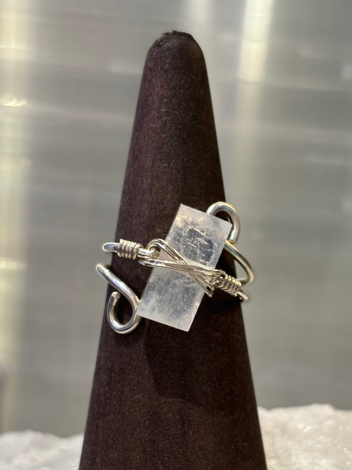 Handmade Wirewrap Moonstone Sterling Ring Size 9