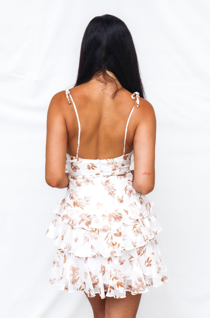 Hanni Mini Dress - White Floral - Runway Goddess