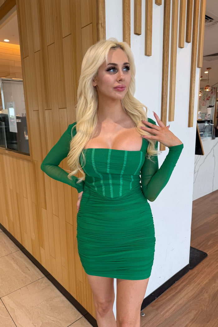 Helia Mini Dress - Green - Runway Goddess