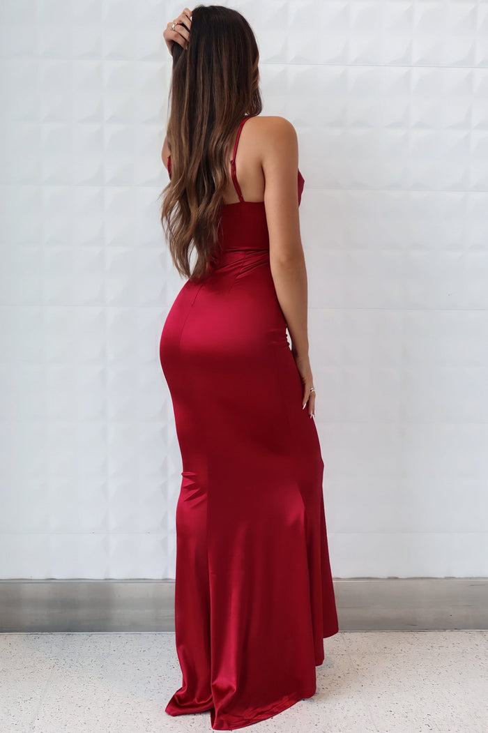 Hollywood Formal Gown - Wine Red - Runway Goddess