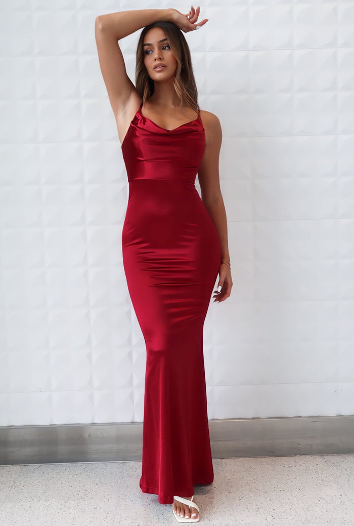 Hollywood Formal Gown - Wine Red - Runway Goddess