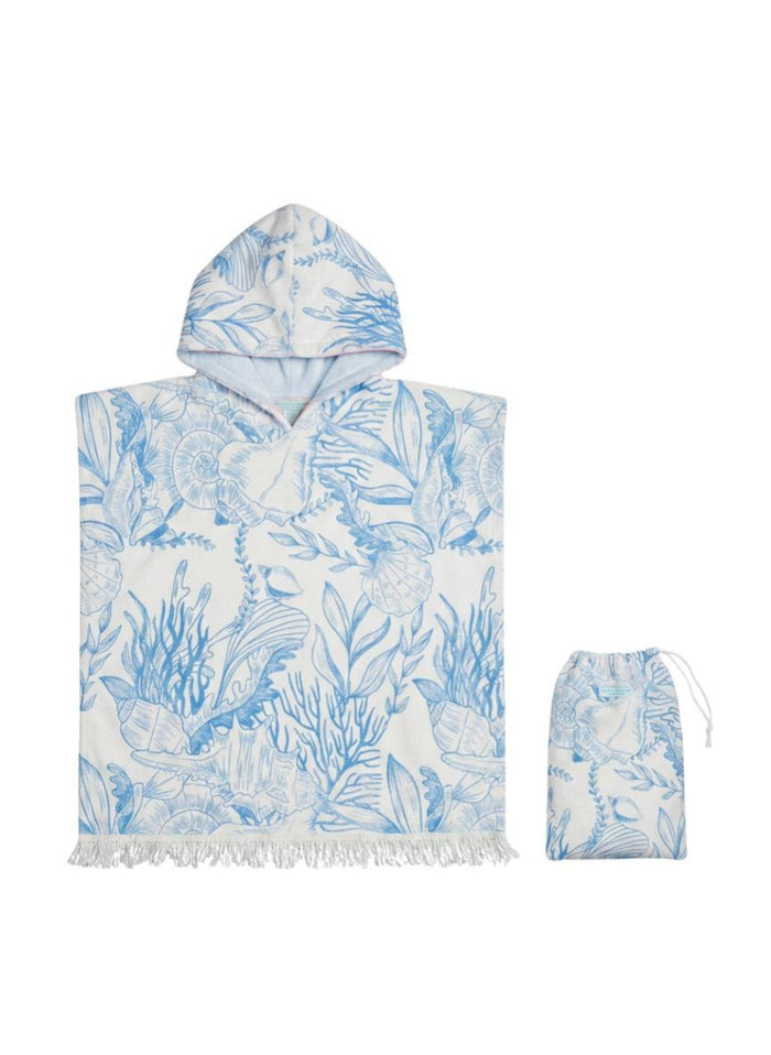 Ponchos Marie Raxevsky Hooded Terry Poncho Thalassa Blue O/S / Thalassa Blue Apoella