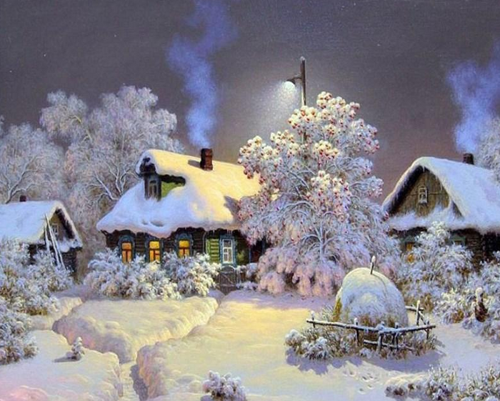 Trees Under Snow Paint by Numbers