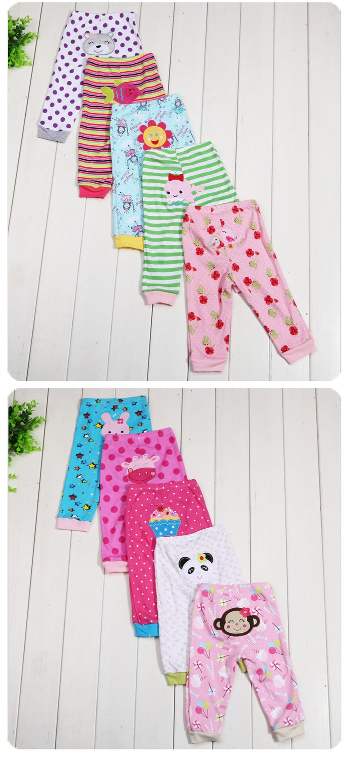Infants Coloured Cartoon Pants/Leggings 5pcs/set gift 3-24M