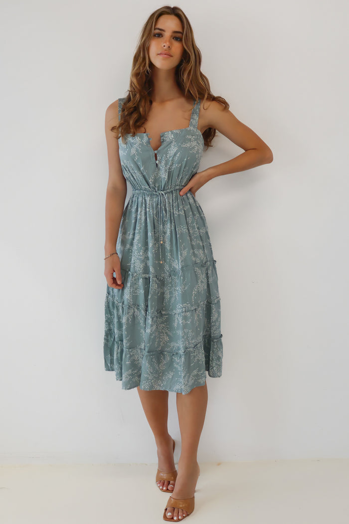 Ira Midi Dress - Sage Floral