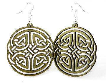 Irish Celtic pattern earrings, eco-friendly laser-cut jewelry made in USA