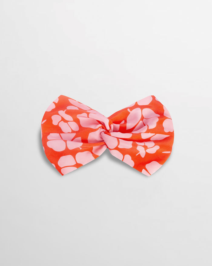 Isa Floral Print Silk Twist Headband - Persimmon Poppy