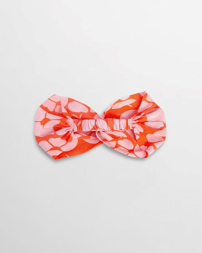 Isa Floral Print Silk Twist Headband - Persimmon Poppy