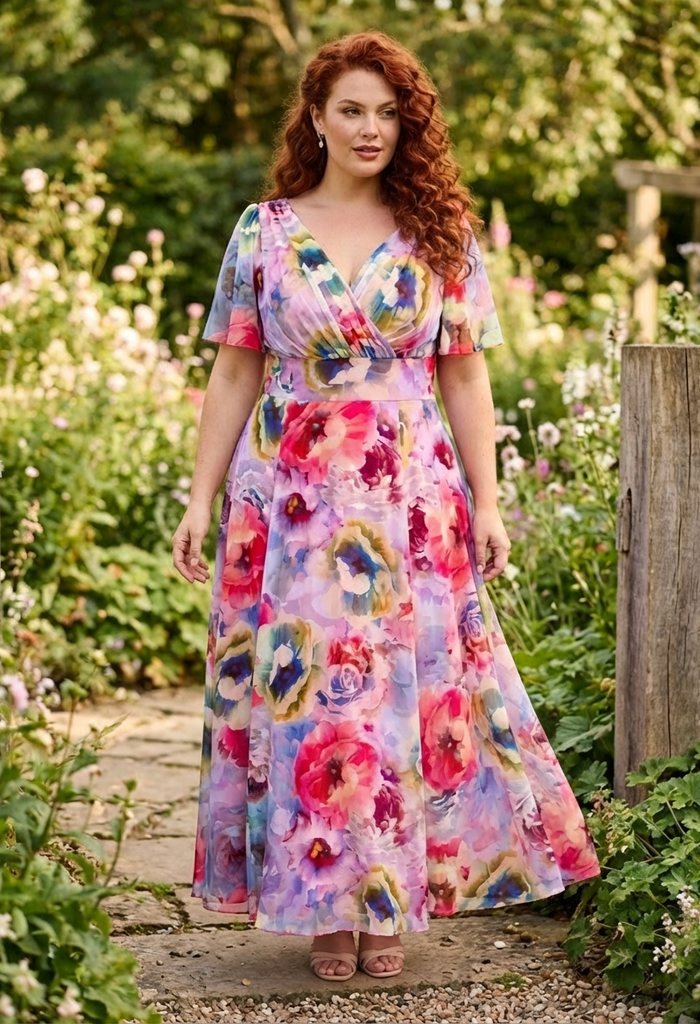 Isabelle Curve+ Float Sleeve Maxi Dress