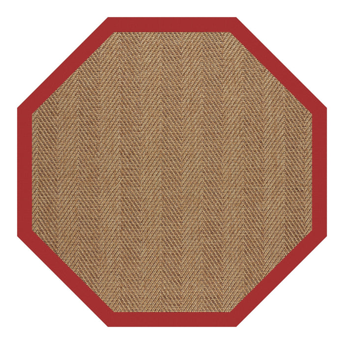 Islamorada-Herringbone Canvas Jockey Red Indoor/Outdoor Bordere Octagon image