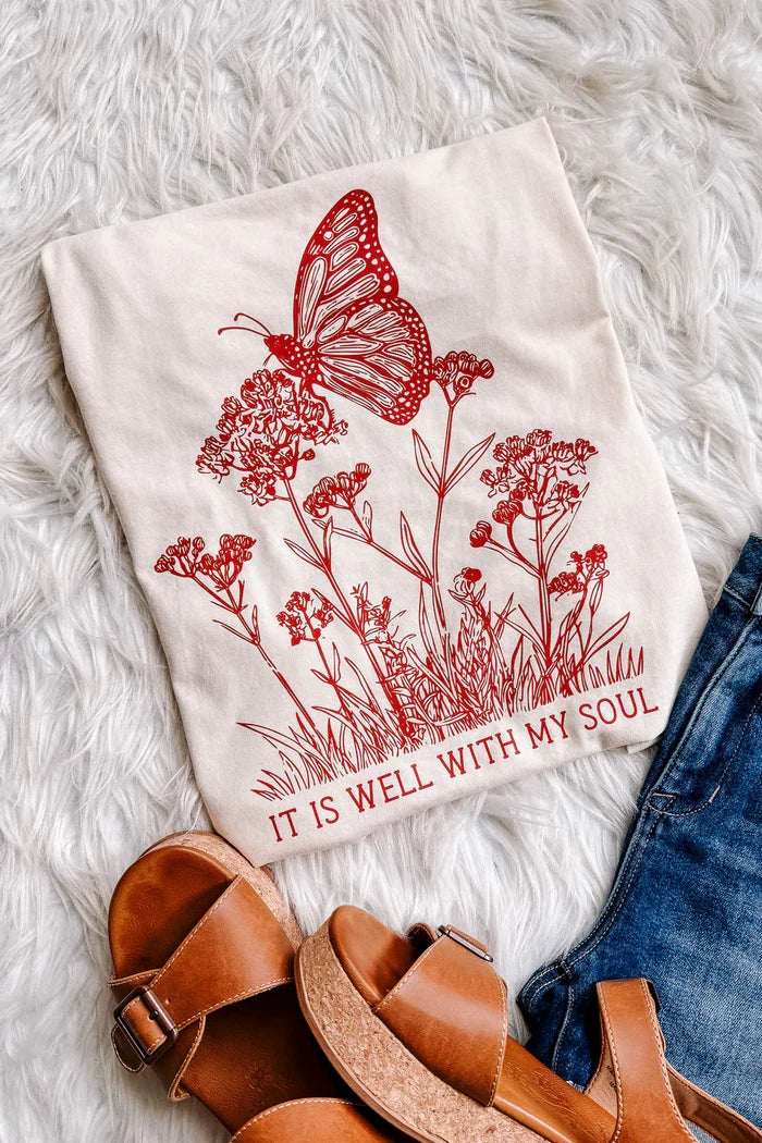 IT IS WELL MONARCH GRAPHIC TEE - IVORY