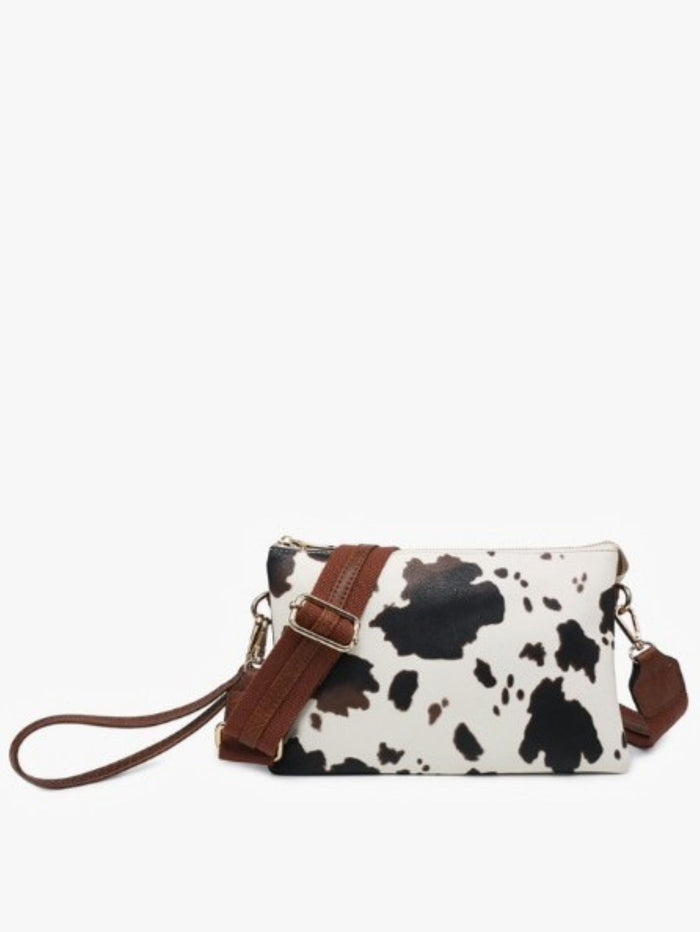 Izzy Cow Print Crossbody, Brown