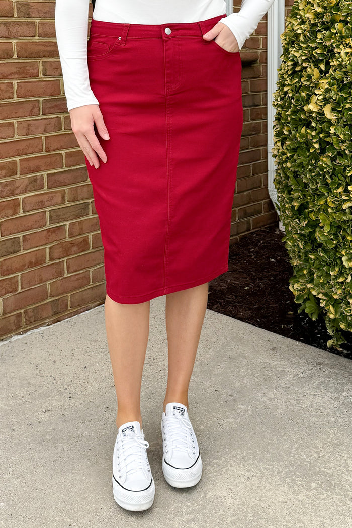 JDA Red Denim Skirt (FINAL SALE)