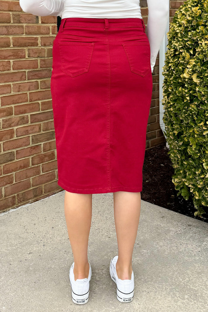 JDA Red Denim Skirt (FINAL SALE)