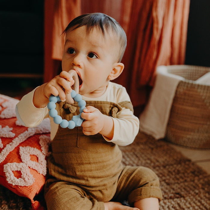Jellystone Moon Teether Ring - Soft Blue