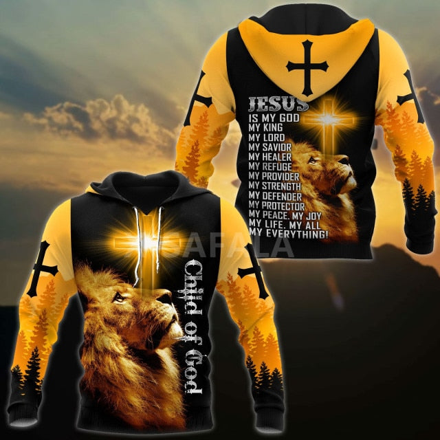 Jesus Christ Lion With Cross 3D Printed Sweatshirts/Hoodies - Unisex