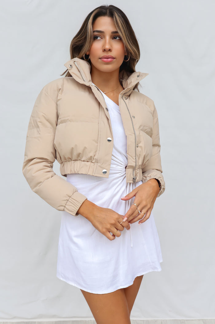 Josette Puffer Jacket - Beige - Runway Goddess