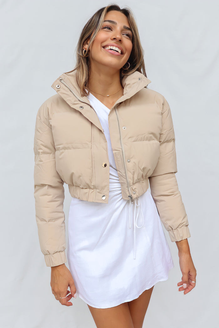 Josette Puffer Jacket - Beige - Runway Goddess