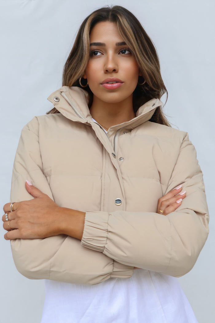 Josette Puffer Jacket - Beige - Runway Goddess