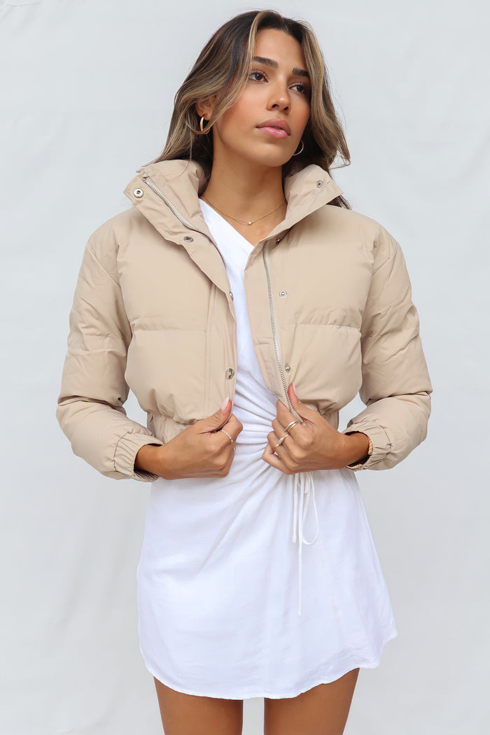 Josette Puffer Jacket - Beige - Runway Goddess