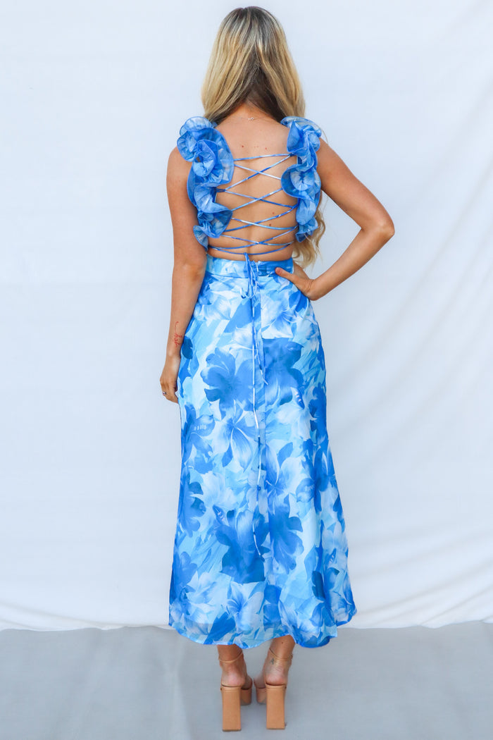 Jovia Maxi Dress - Blue Floral - Runway Goddess