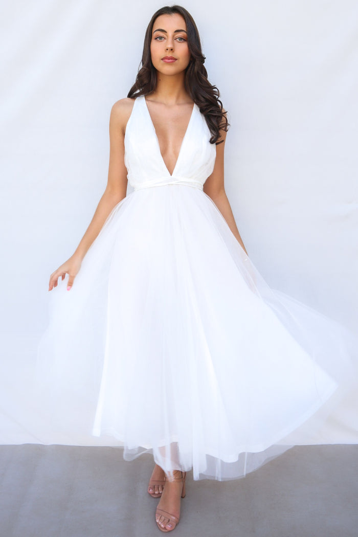 Juliette Tulle Midi - White - Runway Goddess