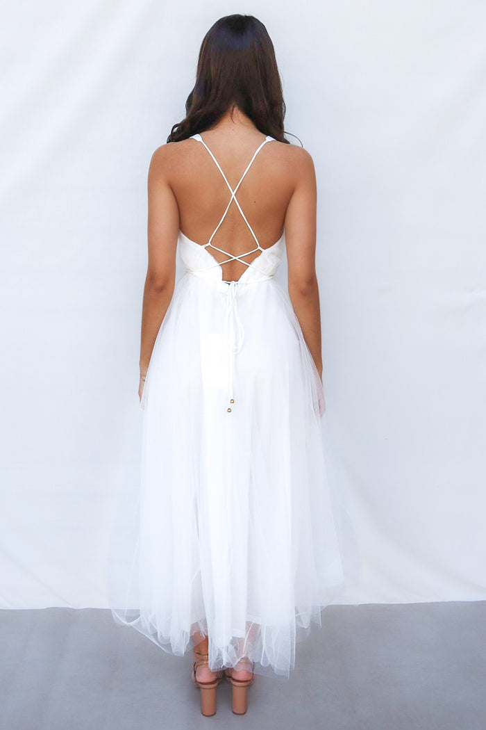 Juliette Tulle Midi - White - Runway Goddess