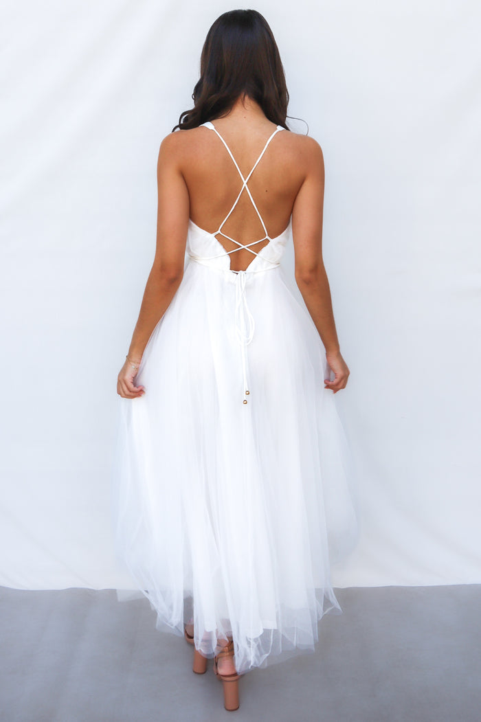 Juliette Tulle Midi - White - Runway Goddess