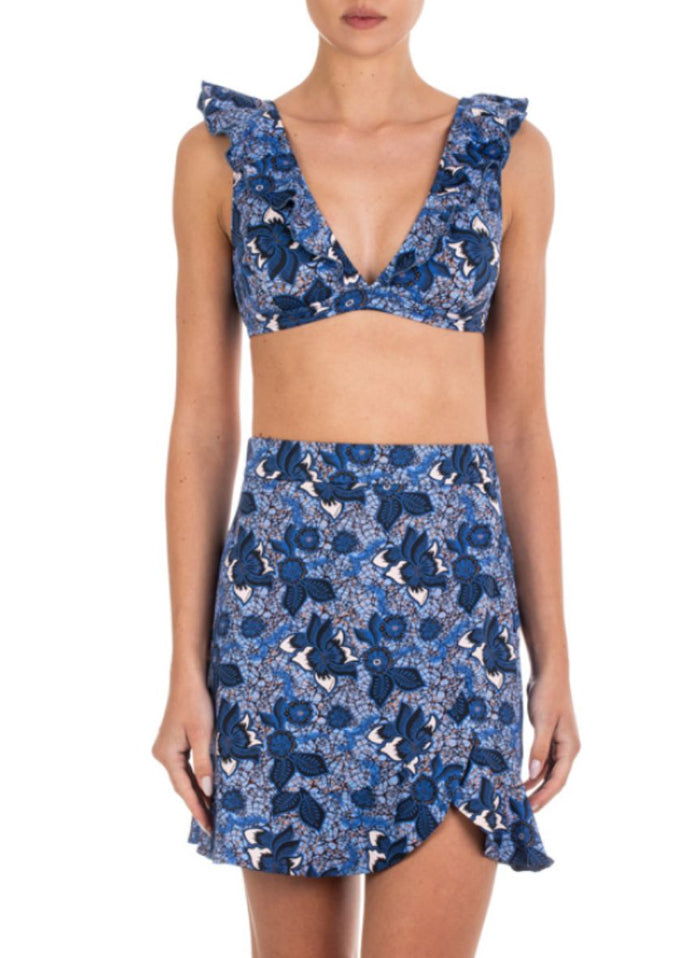 Skirts Emmanuela Swimwear Kara Mini Skirt Blue Floral Apoella