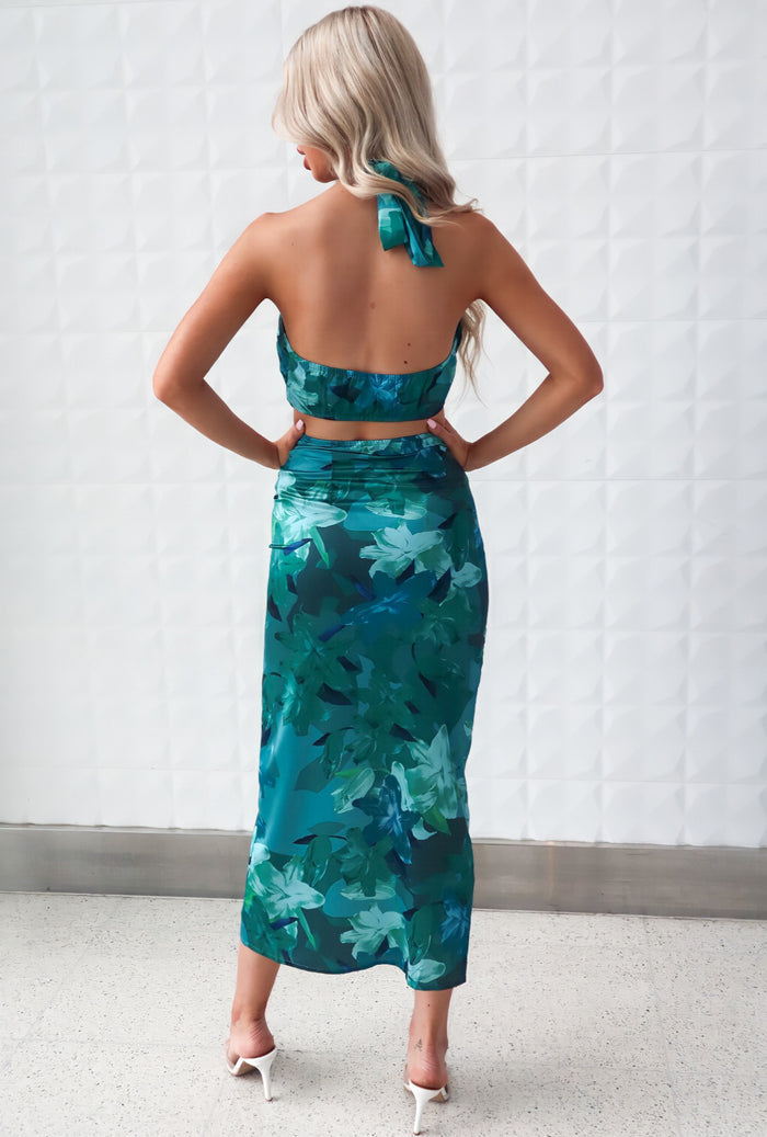 Kara Set Top - Green Floral - Runway Goddess