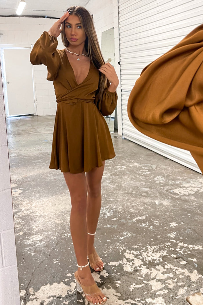 Karma Mini Dress - Brown - Runway Goddess