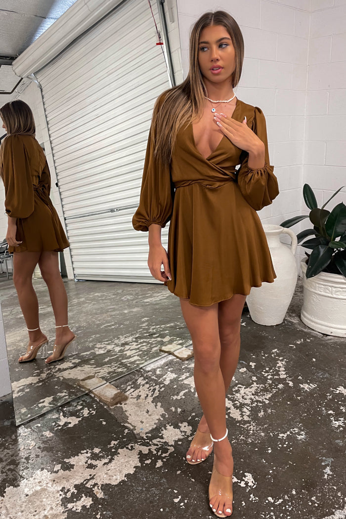 Karma Mini Dress - Brown - Runway Goddess