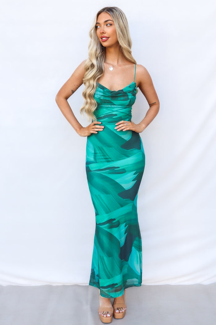 Kavita Maxi Dress - Green Multi - Runway Goddess