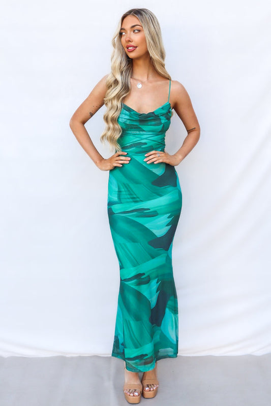 Kavita Maxi Dress - Green Multi - Runway Goddess