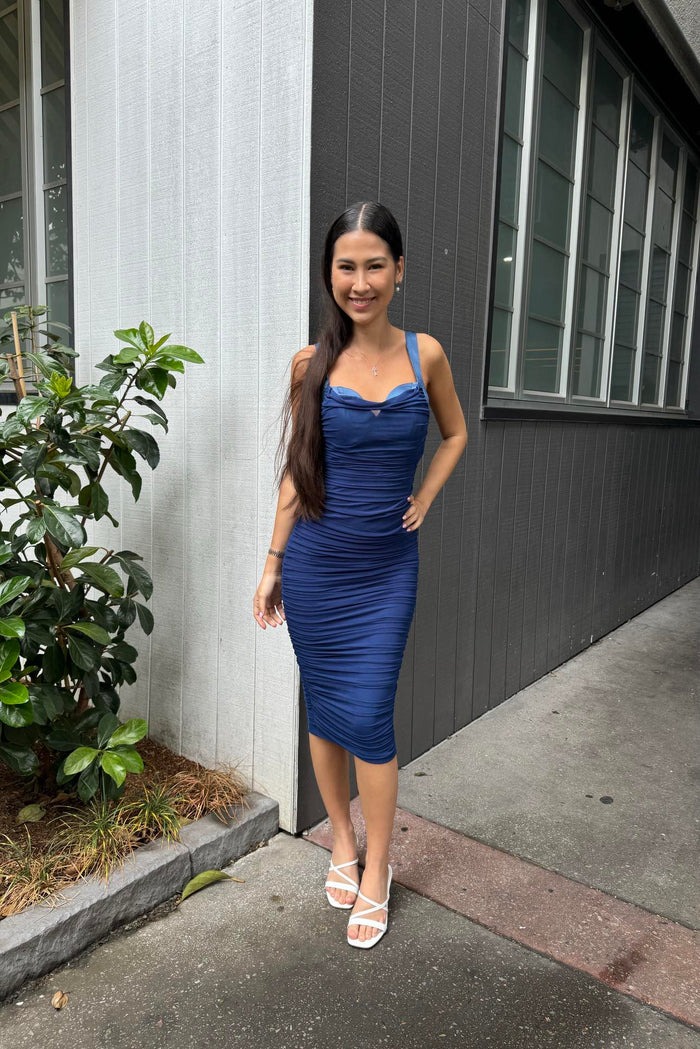 Kaysen Midi Dress - Midnight Blue - Runway Goddess