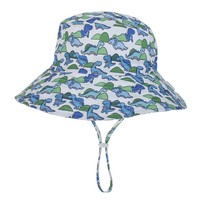 Kids Assorted Coloured Summer Bucket Hats With Adjustable Tie