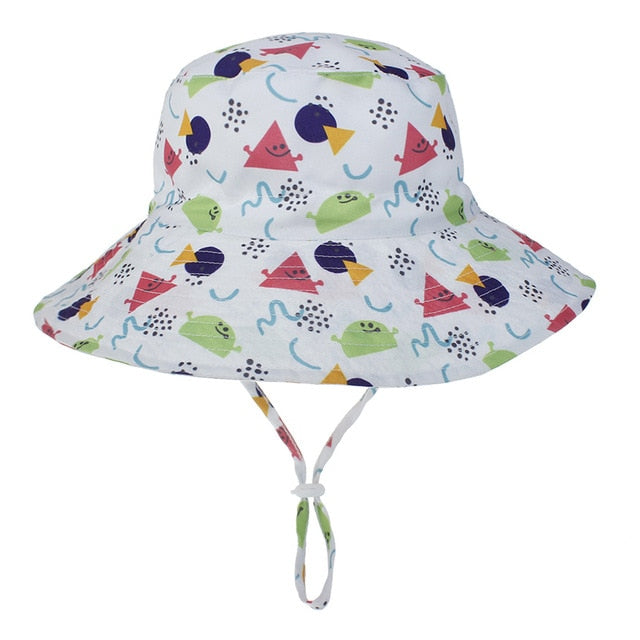 Kids Assorted Coloured Summer Bucket Hats With Adjustable Tie