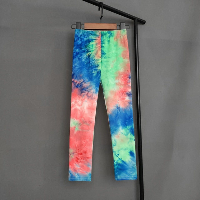 Kids Colourful Fluorescent Tie-Dye Printed Leggings