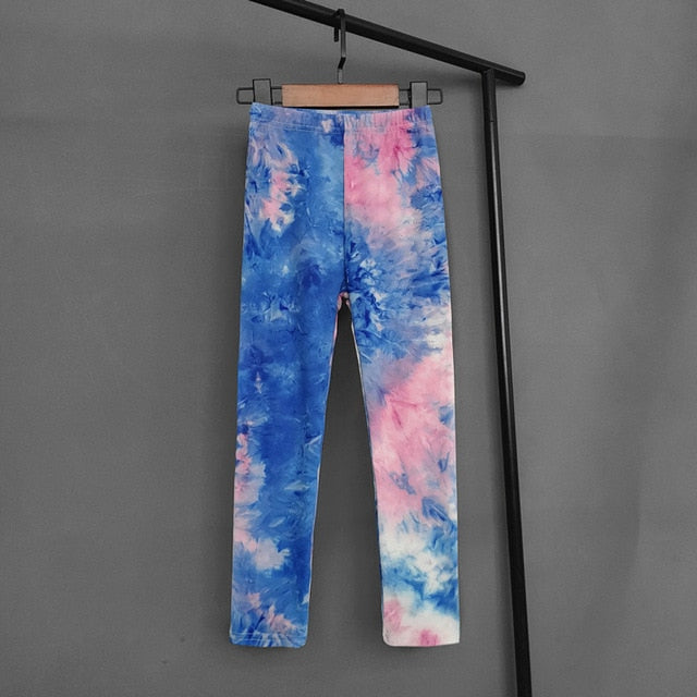 Kids Colourful Fluorescent Tie-Dye Printed Leggings