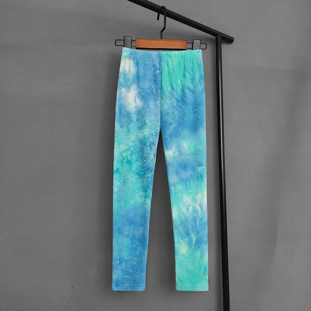 Kids Colourful Fluorescent Tie-Dye Printed Leggings