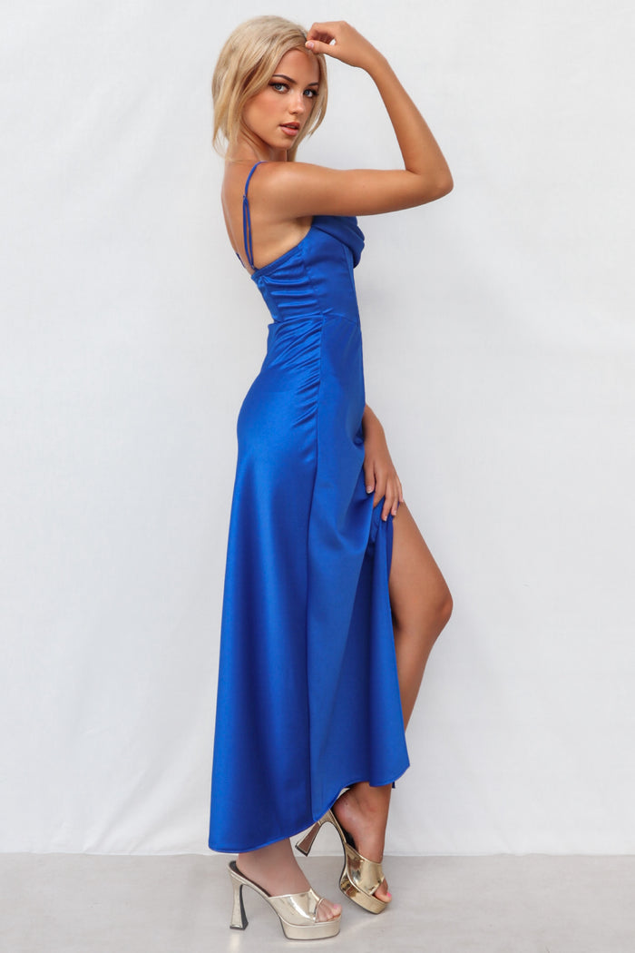 Kiki Satin Formal Dress - Cobalt/Navy - Runway Goddess