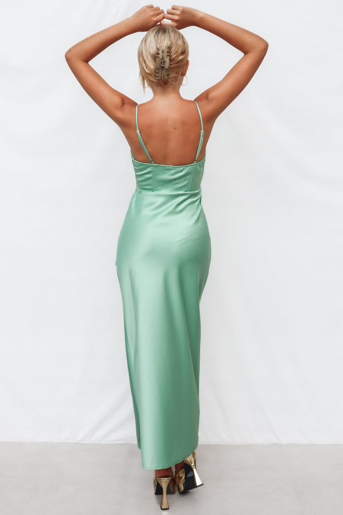 Kiki Satin Formal Dress - Sage - Runway Goddess