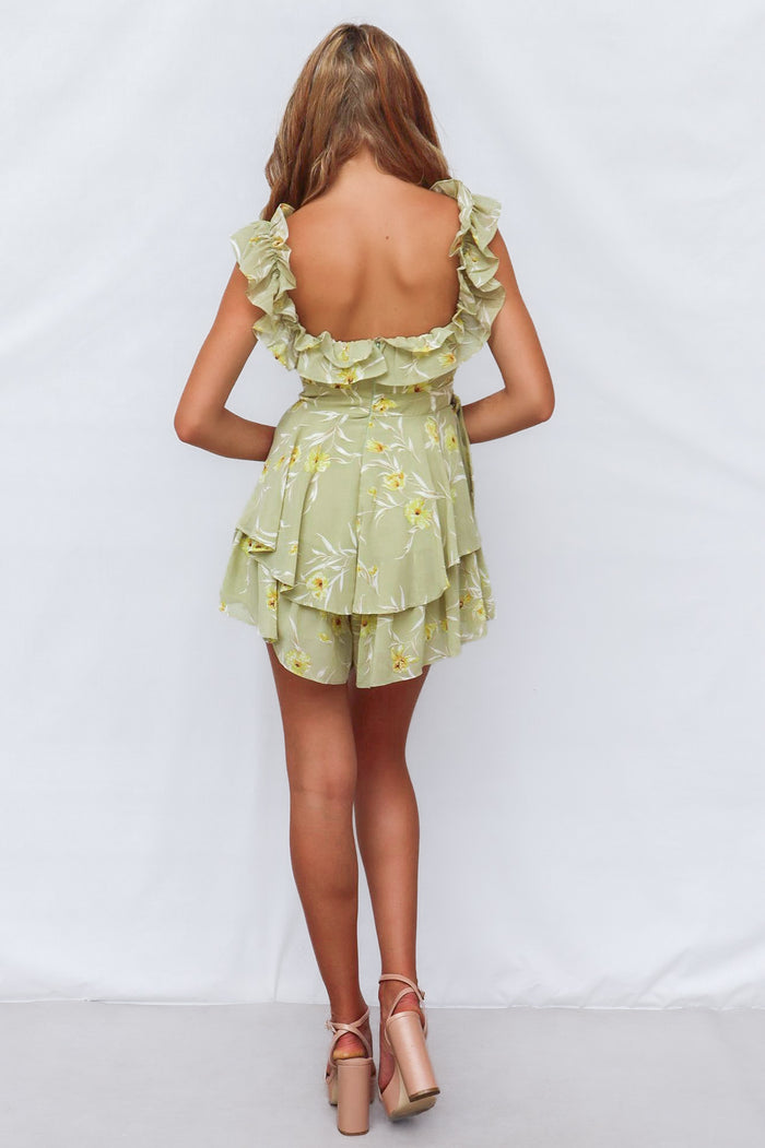 Kira Playsuit - Olive - Runway Goddess