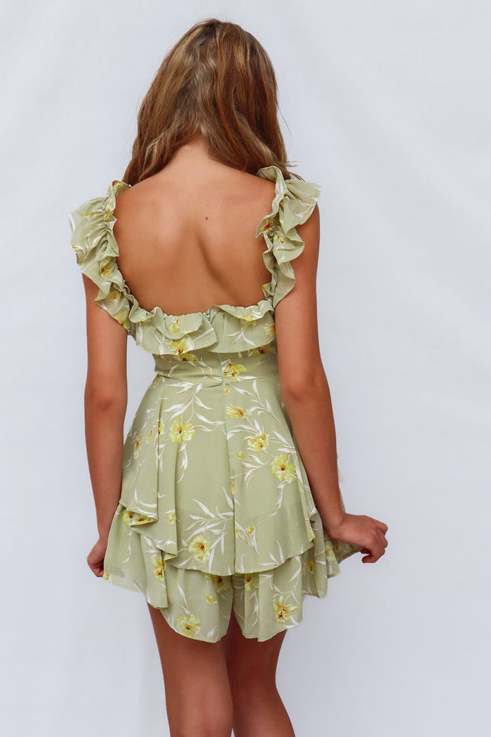 Kira Playsuit - Olive - Runway Goddess