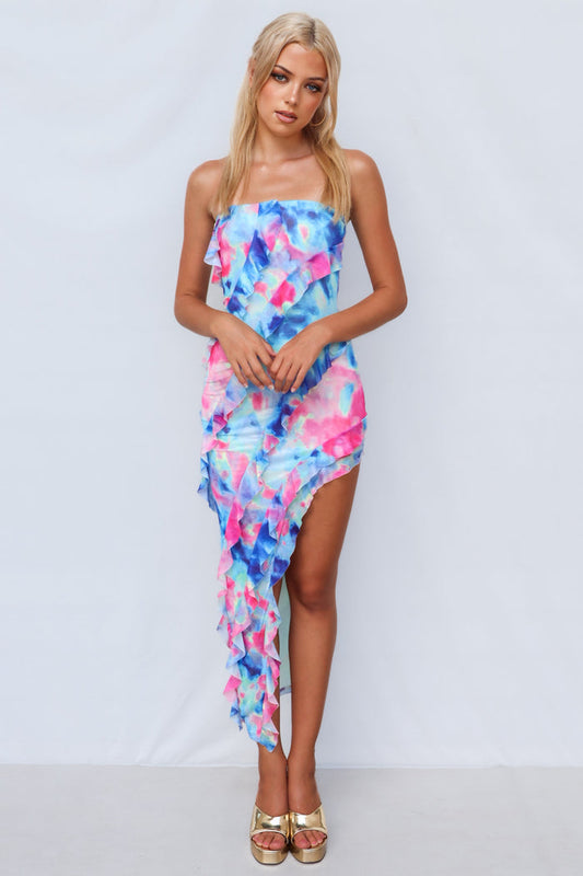 Kora Midi Dress - Rainbow - Runway Goddess