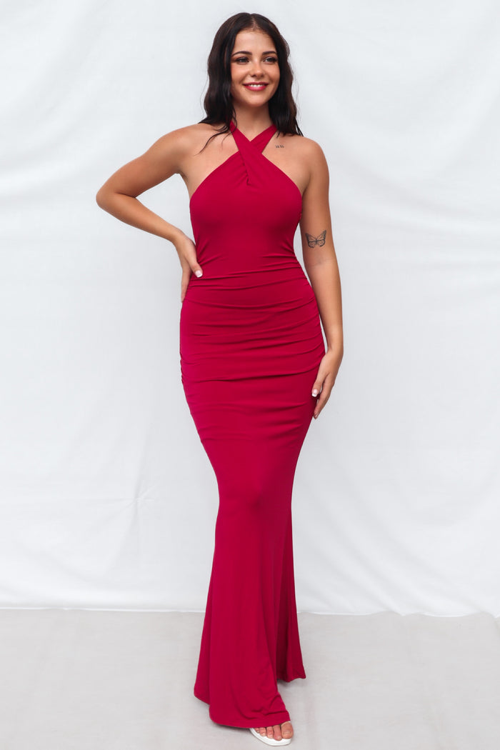 Kumi Maxi Dress - Cherry - Runway Goddess